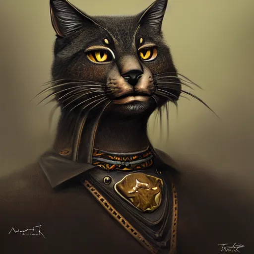 Image similar to portrait painting of a black tabaxi biker, sharp focus, award - winning, trending on artstation, masterpiece, highly detailed, intricate. art by merwild and ernesto irawan and rachel denton