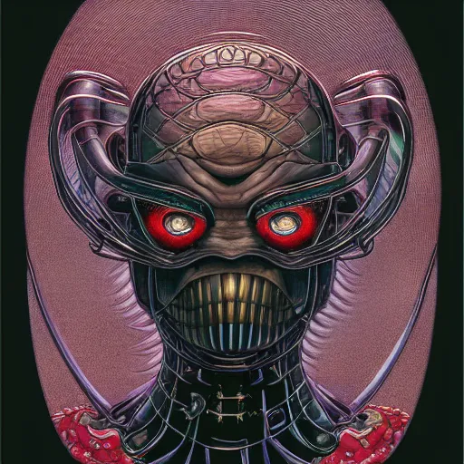 Image similar to portrait of dark wasp man, symmetrical, by yoichi hatakenaka, masamune shirow, josan gonzales and dan mumford, ayami kojima, takato yamamoto, barclay shaw, karol bak