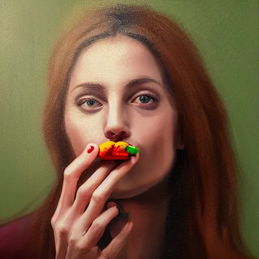 Image similar to realistic Portrait painting of polite woman smoking weed, made by Michaelangelo, physical painting, Sharp focus,digital art, bright colors,fine art, trending on Artstation, unreal engine.