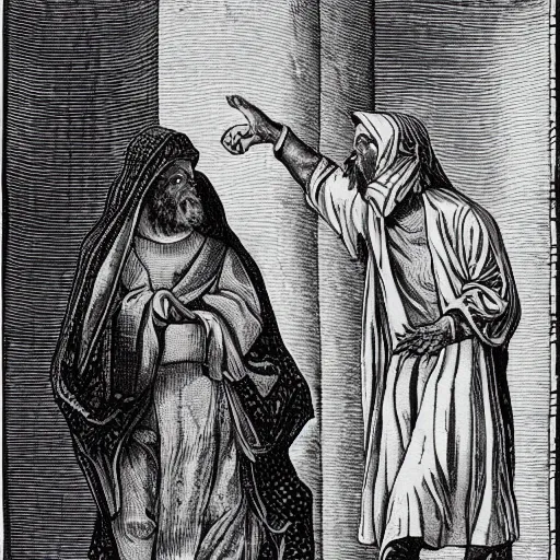 Image similar to highly detailed illustration of a man with holes in his robes, religious man wearing clothes with huge rips, destroyed clothes, mystic, 8 k