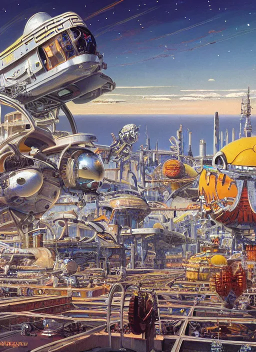 Image similar to photorealistic image of a retro futurism, solarpunk, biopunk, naturecore, by robert mccall