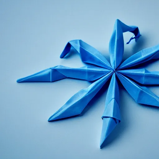 Prompt: an origami octopus, blue colors, macro photography, ambient light