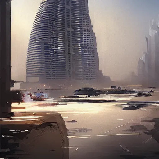 Image similar to gta : dubai, by greg rutkowski