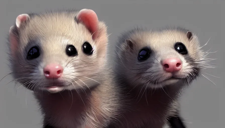 Prompt: Smiling ferret, hyperdetailed, artstation, cgsociety, 8k