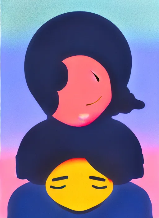 Prompt: person sleeping by shusei nagaoka, kaws, david rudnick, airbrush on canvas, pastell colours, cell shaded, 8 k