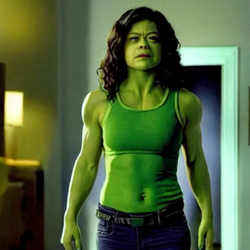 Image similar to a still of tatiana maslany as she hulk