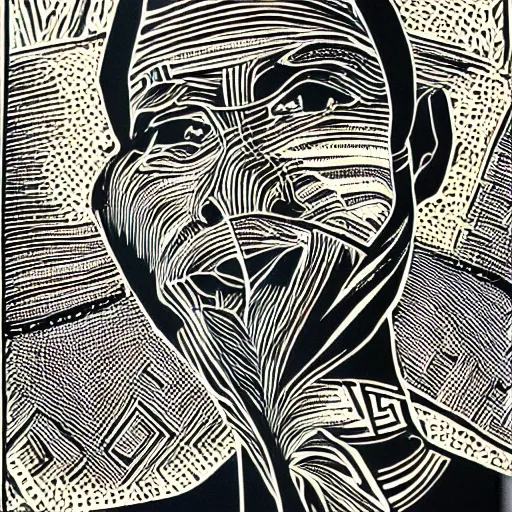 Image similar to south african, linocut art, modern, trending vogue, design hero, hyper realistic,