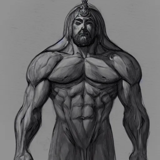 Prompt: sketch of the uppergod of chads, godly, artstation