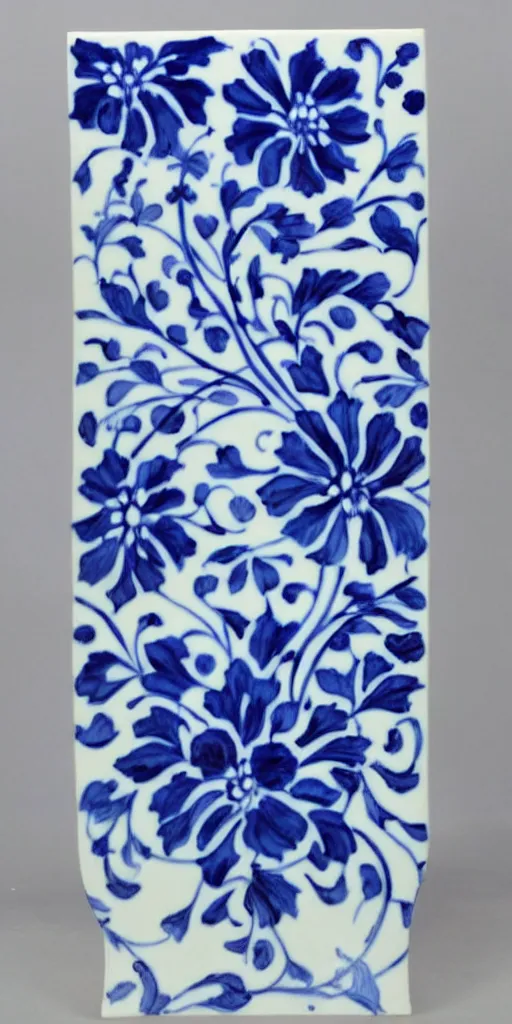 Prompt: A modern flower, style of Chinese Vase, Portuguese Blue and White Painted Tile Art