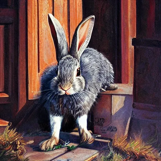 Prompt: rabbit mafia gangster by James Gurney.