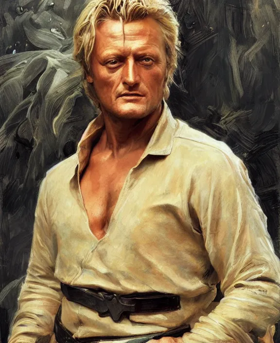 Prompt: portrait of rutger hauer, highly detailed painting by gaston bussiere, craig mullins, j. c. leyendecker 8 k