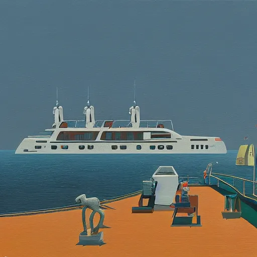 Image similar to yachting club by simon stalenhag