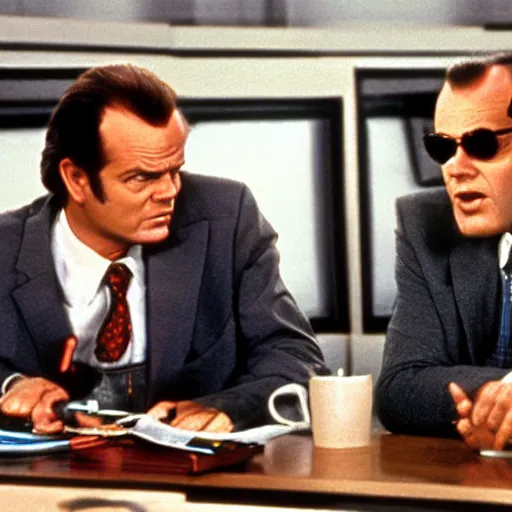 Prompt: jack nicholson the boss in tv show news radio