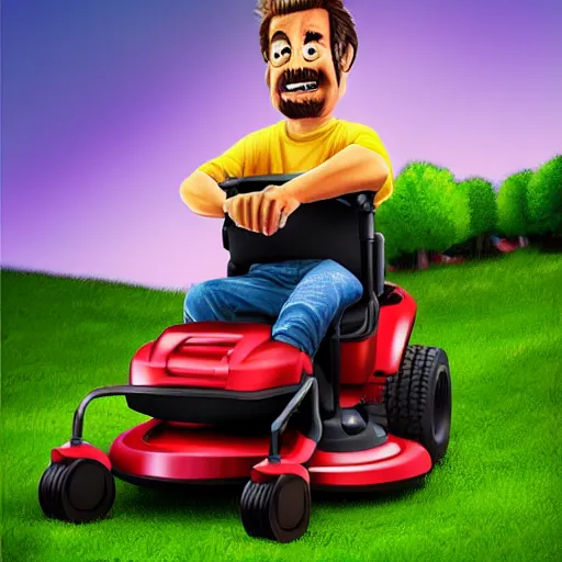 Prompt: lawnmower dad movie poster. hyperdetailed photorealism