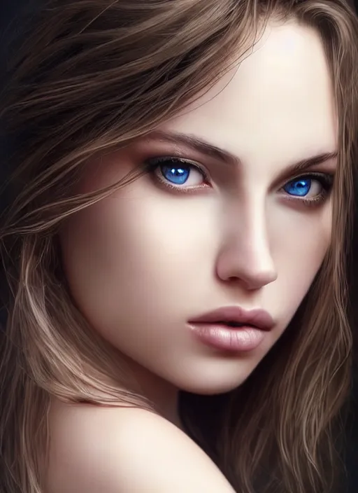 Image similar to gorgeous female photo, professionally retouched, soft lighting, realistic, smooth face, full body shot, torso, perfect eyes, intriguing look, enticing, romantic, agitated appearance, untidy, playful, sharp focus on eyes, 8 k, high definition, insanely detailed, intricate, elegant, art by artgerm and j scott campbell