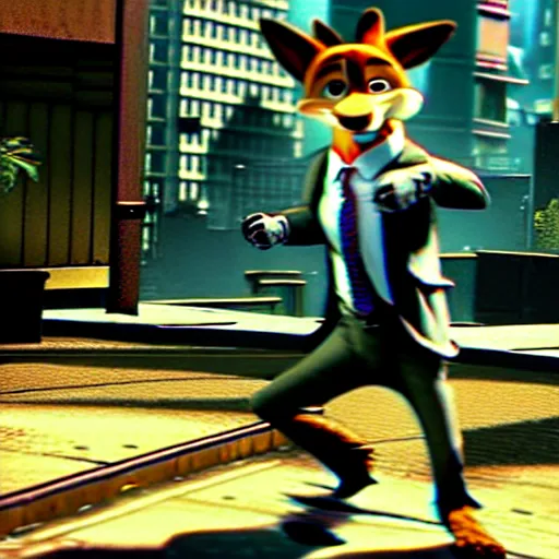 Image similar to max payne 4 set in zootopia