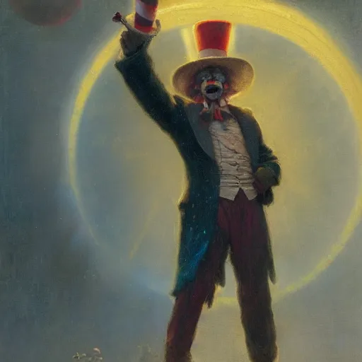 Image similar to uncle sam as a clown, radiant light, caustics, heroic, bright iridescent light, by gaston bussiere, bayard wu, greg rutkowski, maxim verehin