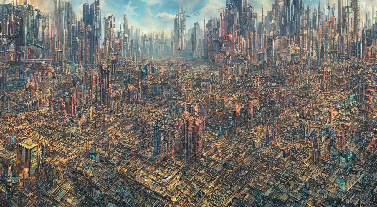 Prompt: a Stunning 3d painting of A Great cyberpunk city on the sea by Annibale Siconolfi,Retro colour,hyper detailed,Kowloon Walled City,8K Resolution