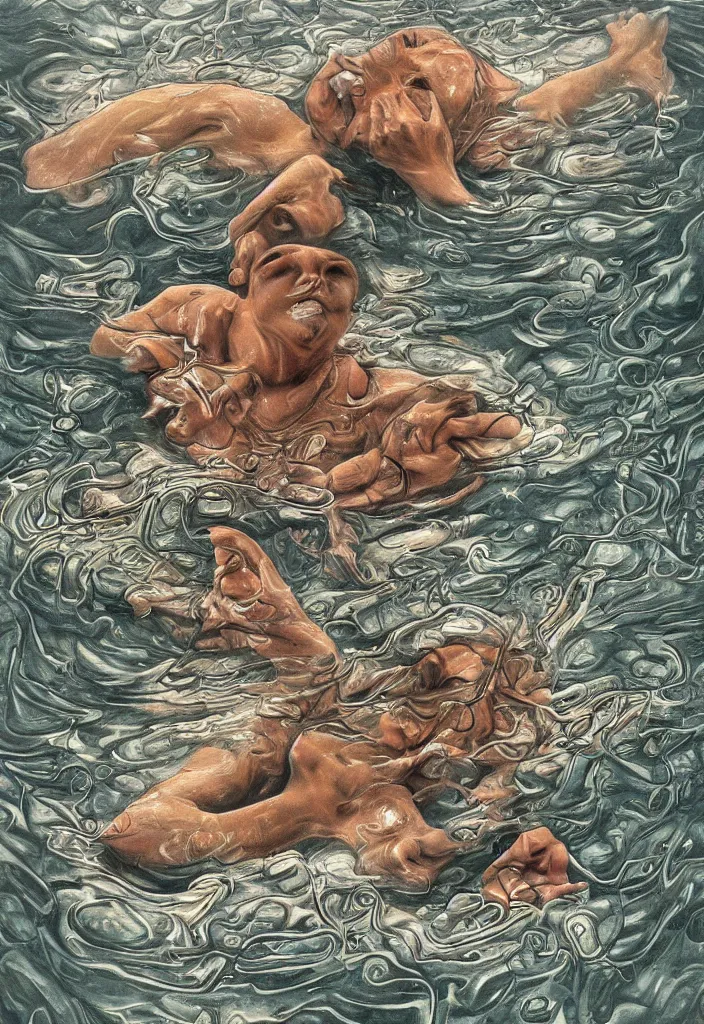 Image similar to highly detailed surrealist art about drowning slowly