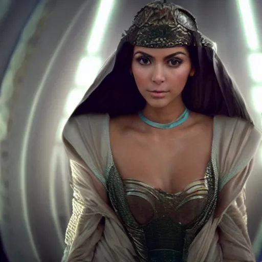 Image similar to victoria justice with kim kardashian body as princess padme in star wars episode 3, 8 k resolution, cinematic lighting, anatomically correct