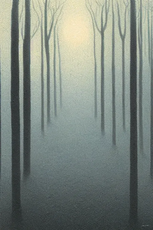 Prompt: Artwork by Quint Buchholz of the cinematic view of the Ghastly Forest of Insanity.