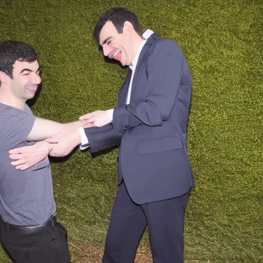 Prompt: a photo of nathan fielder tickling feetl