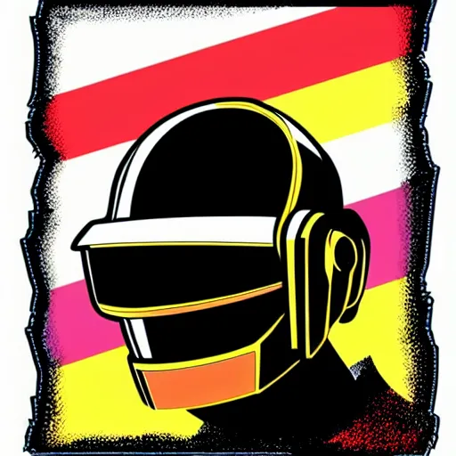 Prompt: daft punk helmets, Sticker illustration