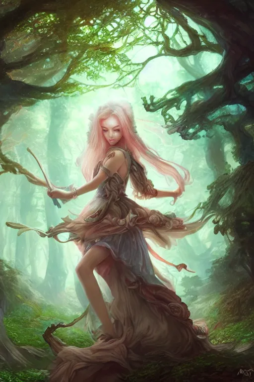 Image similar to women woshiping god in dreamy forest, fantasy, 8 k resolution, hyper detailed, d & d, character design, digital painting, trending on artstation, sharp focus, illustration, art by artgerm, steve zheng, fuji choko, viktoria gavrilenko, hoang lap