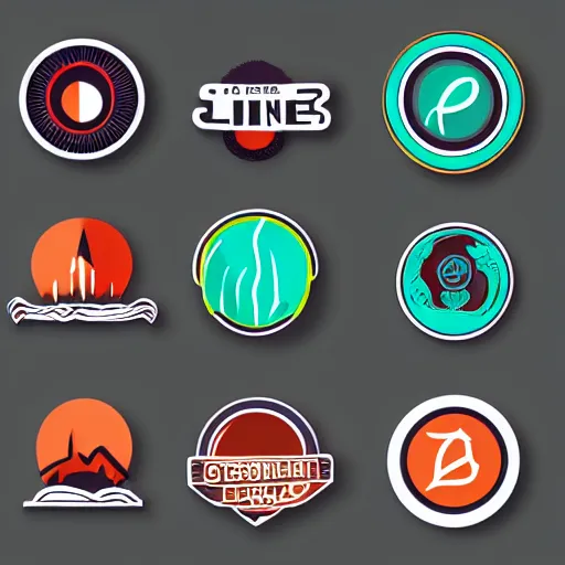 Prompt: logo concept designs, vector lines, clean, illustration, shapes, artstation, sticker