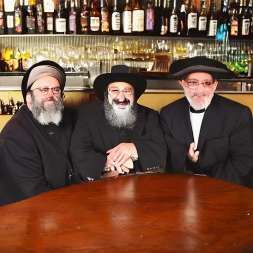 Prompt: a priest, a rabbi and a minister walk into the bar