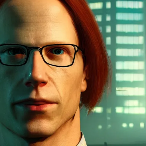 Image similar to philosopher nick bostrom portrait at oxford in cyberpunk 2 0 7 7 3 8 4 0 x 2 1 6 0 simulation hypothesis