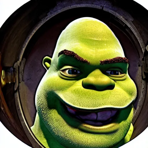 Image similar to shrek in a meat grinder