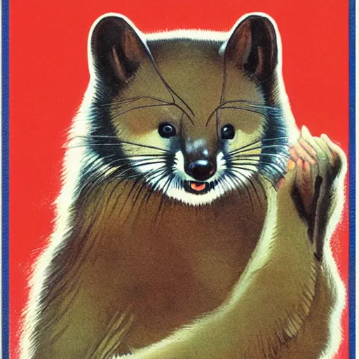 Image similar to pine marten soviet propaganda poster