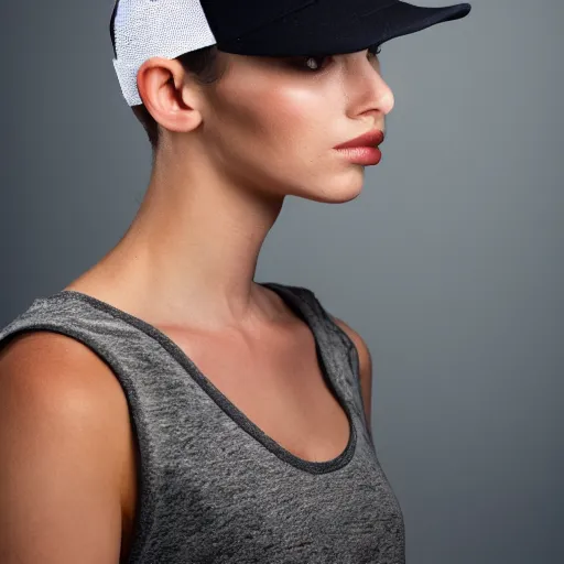 Image similar to a fashion model wearing a cap, portrait shot