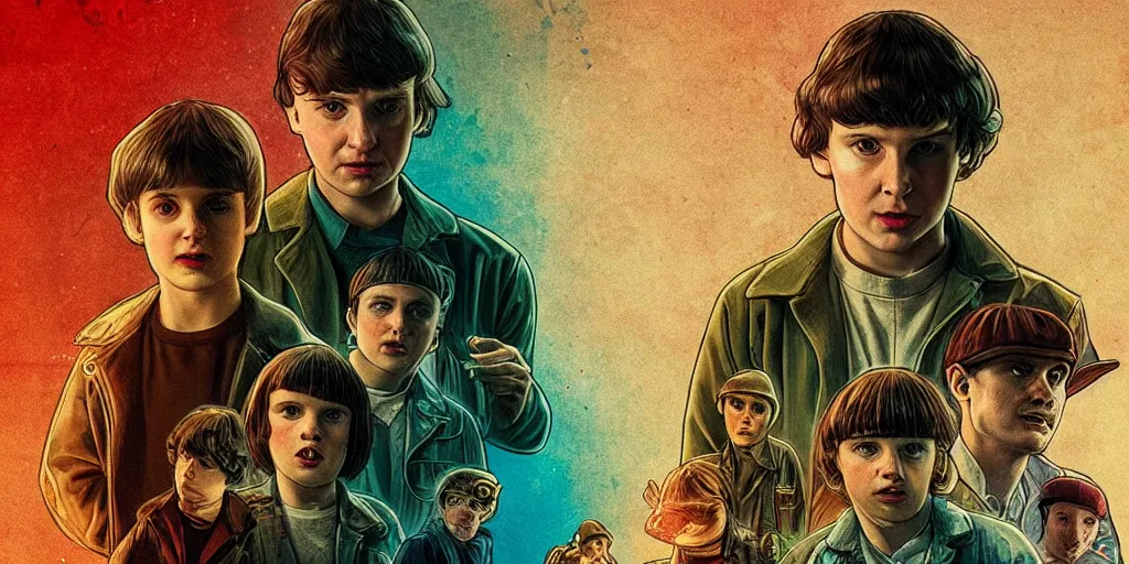 Image similar to killian murphy tomas shelby in stranger things, movie poster, featured on artstation, detailed, high resolution