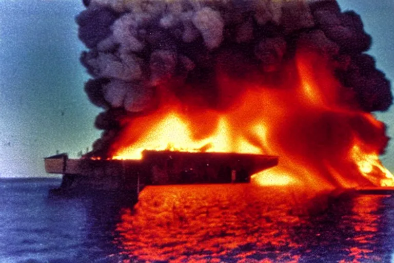 Image similar to chrevolet malibu 8 2 bursting into flames and exploding, photograph