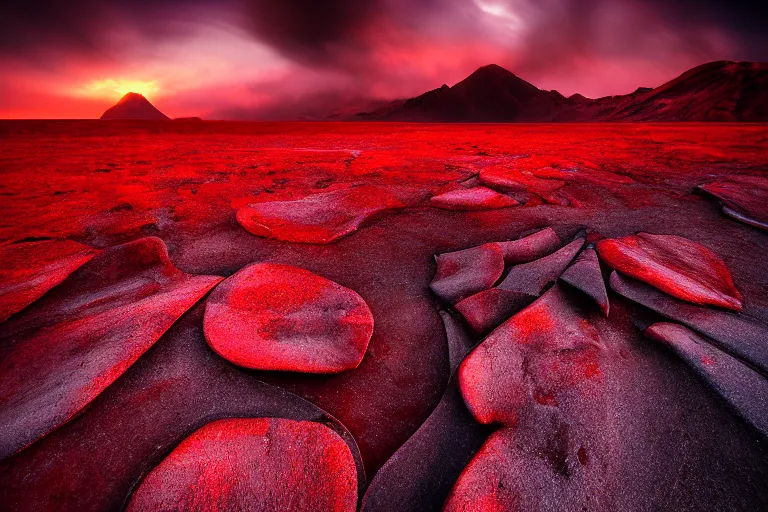 Image similar to hot red and black coals, closeup photo by Ted Gore,