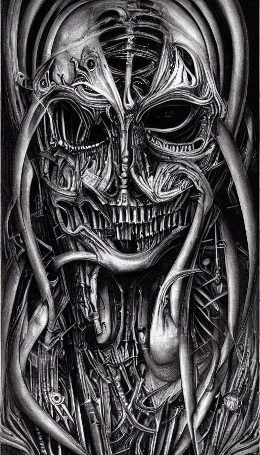 Image similar to techno artwork, by hr giger