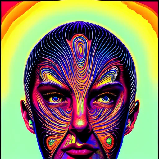 Prompt: An extremely psychedelic portrait, surreal, LSD, face, detailed, intricate, elegant, lithe, highly detailed, digital painting, artstation, concept art, smooth, sharp focus, illustration, art by Kilian Eng