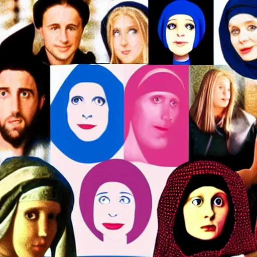 Image similar to the cast of friends as the girl with the pearl earring