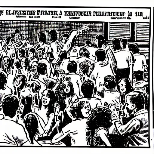 Prompt: robert crumb comic about pembroke pines flanagan high school students partying accurate eyes high detail