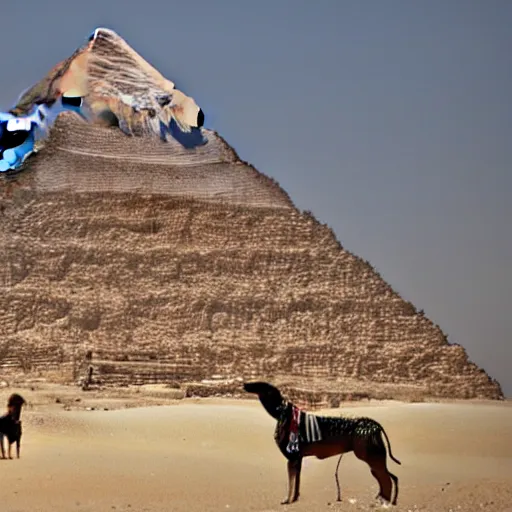 Image similar to pyramid of giza with snoop dogg head