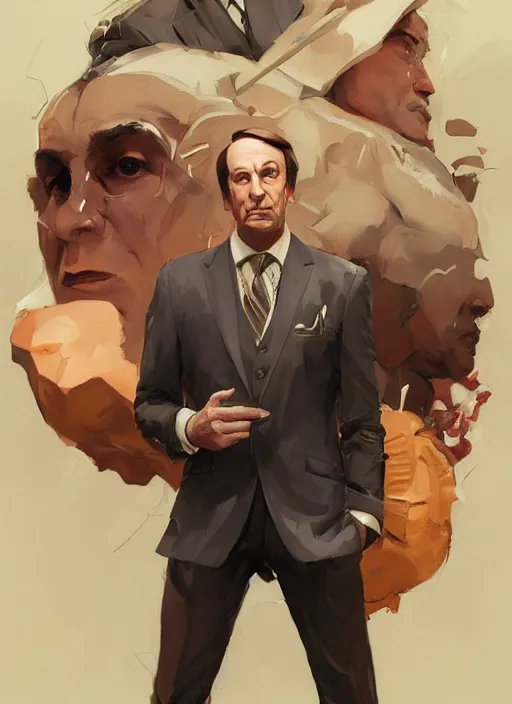 Prompt: portrait of saul goodman, portrait of saul goodman, lawyer clothing, painting by sargent and leyendecker, asymmetrical, intricate, elegant, matte painting, illustration,, by rhads, by greg rutkowski, by greg tocchini, by james gilleard, by joe fenton