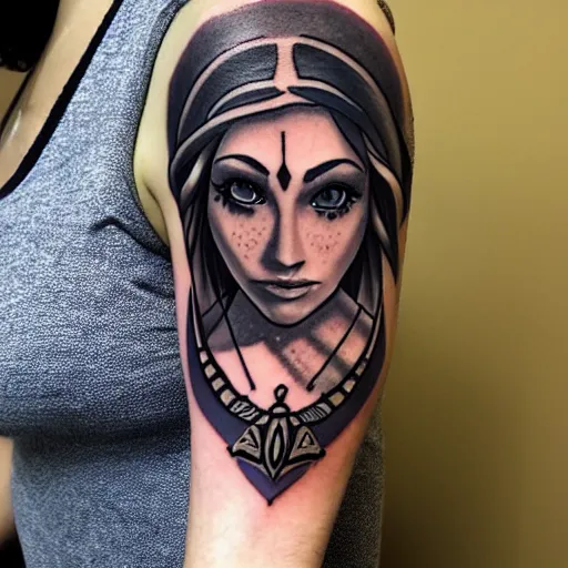 Prompt: tattoo of a portrait of zelda