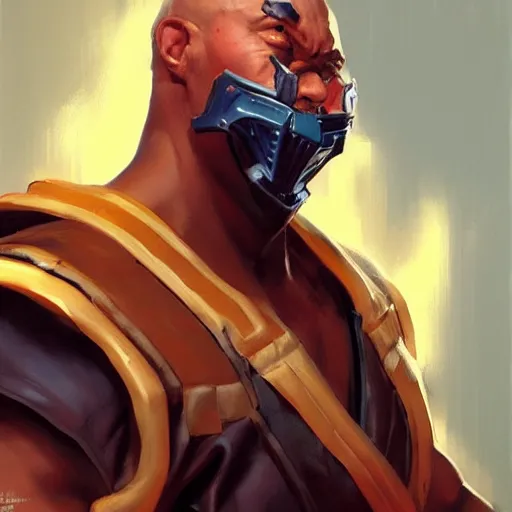 Image similar to greg manchess portrait painting of jax from mortal kombat as overwatch character, medium shot, asymmetrical, profile picture, organic painting, sunny day, matte painting, bold shapes, hard edges, street art, trending on artstation, by huang guangjian and gil elvgren and sachin teng