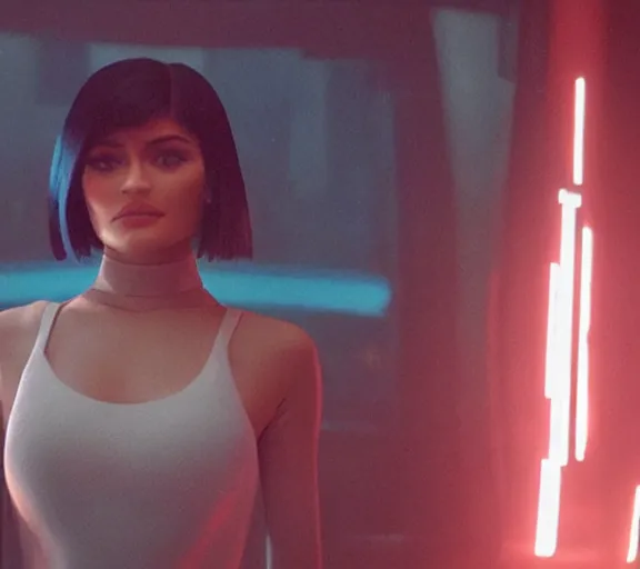 Image similar to a movie still of kylie jenner as a joi hologram in the movie blade runner 2 0 4 9