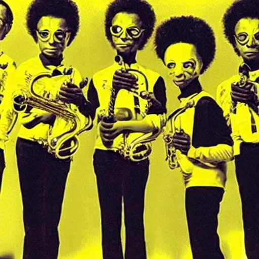 Image similar to a photo of miles davis with the yellow minions