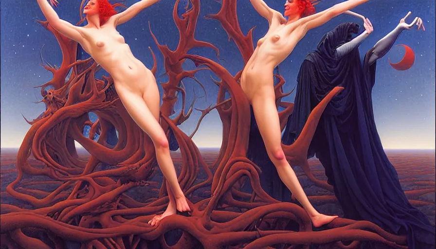 Image similar to the two complementary forces that make up all aspects and phenomena of life, by Gerald Brom,