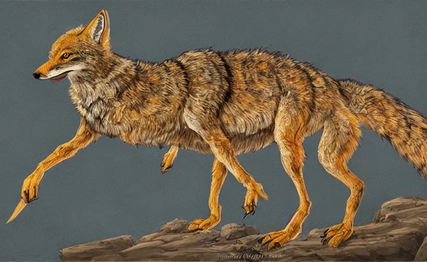 Prompt: scorpion-tailed coyote, fantasy art