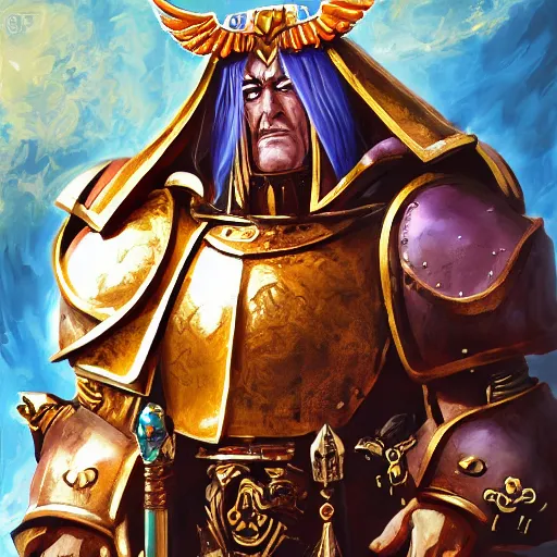 Image similar to the emperor of mankind from laura warhammer 4 0, 0 0 0, digital painting, super detail, george earl abalayan art,